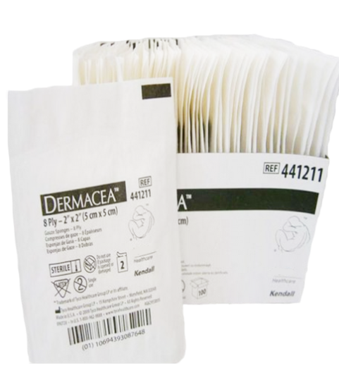 DERMACEA GAUZE 2 X2 8PLY STERILE 2/PK 100/BX | Advanced Care Solutions