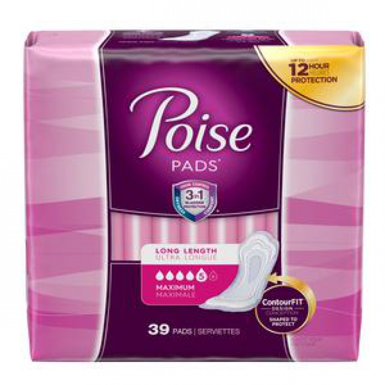 POISE PADS MAX LONG 39/PK