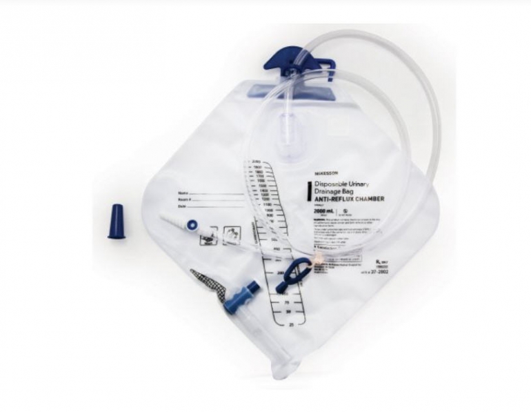 URINARY DRAIN BAG ANTI-REFLUX VINYL 2000ML 1/EA