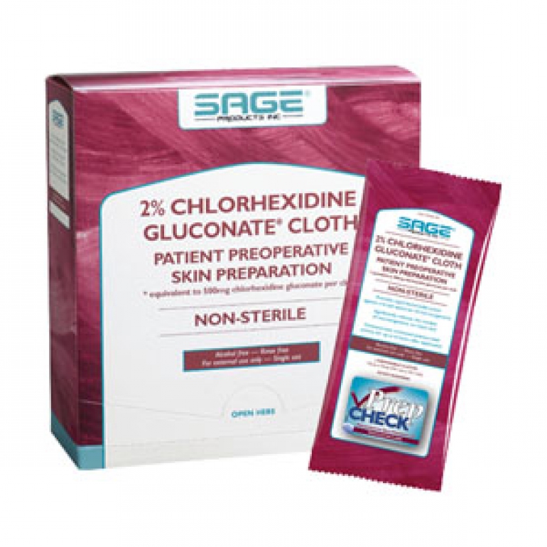 SAGE CHLORHEXIDINE GLUCONATE CLOTH 2/PACK