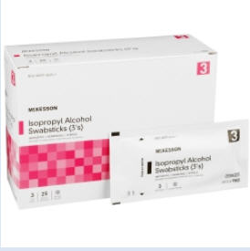 ALCOHOL SWABSTICKS 4IN 3/PK 25PK/BOX