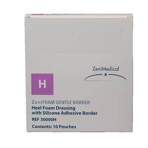 ZeniFoam Gentle Border Heel Foam Dressing with Silicone Adhesive Border, 5" x 8"