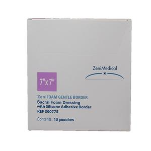 ZeniFoam Gentle Border Sacral Foam Dressing with Silicone Adhesive Border, 7" x 7"