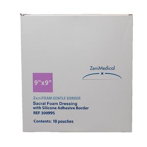 ZeniFoam Gentle Border Sacral Foam Dressing with Silicone Adhesive Border, 9" x 9"