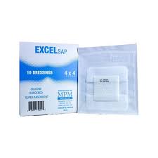 Excel SAP Super Absorbent Dressing with Silicone Border, 4" x 4"