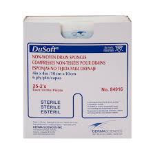 Non-Woven Sterile Tracheostomy/Drain Sponge, 4" x 4", 6-Ply, Sterile 2's