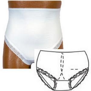 Ladies Split Crotch Ostomy Support Panty White, Medium, Size 6-7, Right