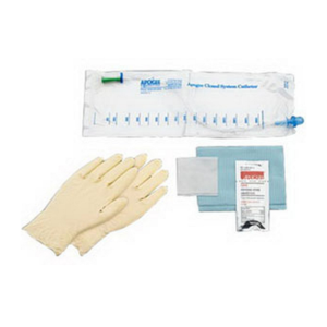 Apogee Closed-System Intermittent Catheter Kit 12 fr Size Lubricated with Coude Introducer Tip