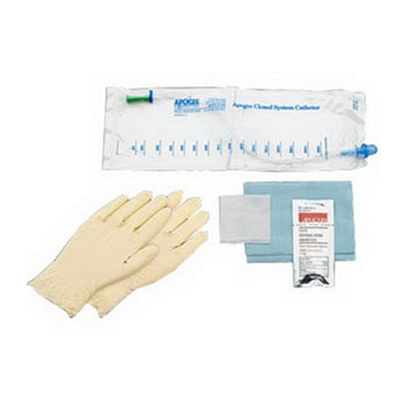 Apogee Closed-System Intermittent Catheter Kit 12 fr Size Lubricated with Coude Introducer Tip