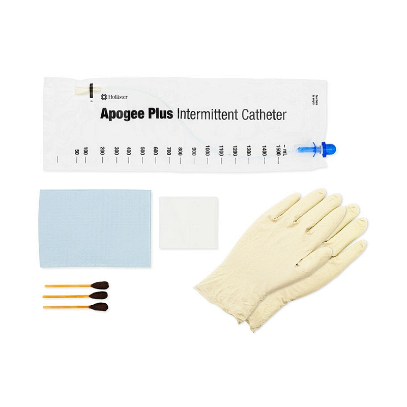 Apogee Closed-System Firm Intermittent Catheter Kit 14 fr Size Lubricated with Introducer Tip