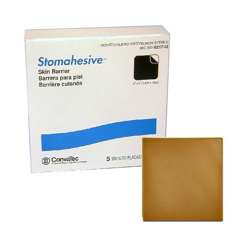 Stomahesive Skin Barrier without Starter Hole 4" L x 4" W Size Square Shape Non-sterile
