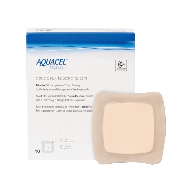 Aquacel Gelling Adhesive Foam Dressing 5" x 5".  Water proof bacteria barrier