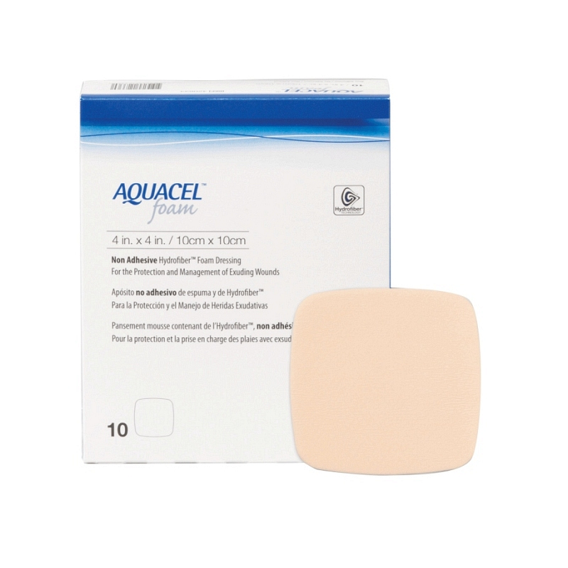 Aquacel Non-adhesive Gelling Foam Dressing 4" x 4".  Water proof bacteria barrier