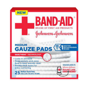 J & J Band-Aid First Aid Gauze Pads 3" x 3" 25 CT
