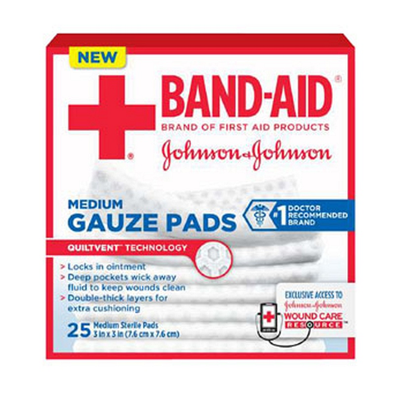 J & J Band-Aid First Aid Gauze Pads 3" x 3" 25 CT