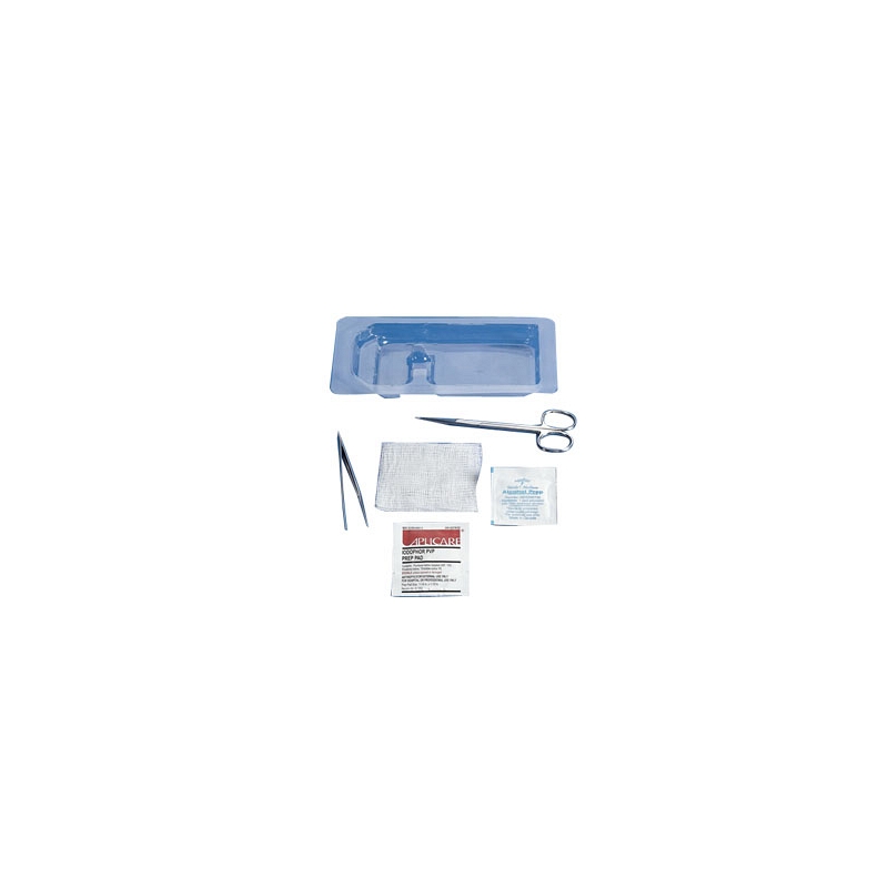 Suture Removal Tray with Plastic Forceps and Scissors