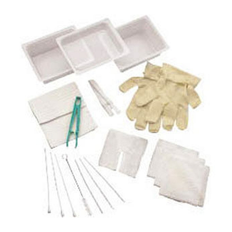Complete Tracheostomy Cleaning Tray with 2 Vinyl Latex Gloves