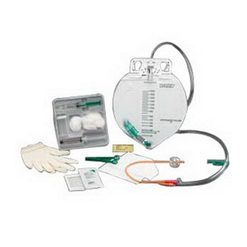 Lubricath Drainage Bag Foley Tray with 16 fr Bardex 2-Way Foley Catheter