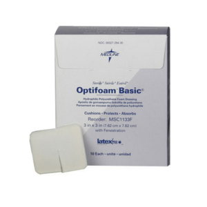 Optifoam polyurethane foam dressing with fenestration
