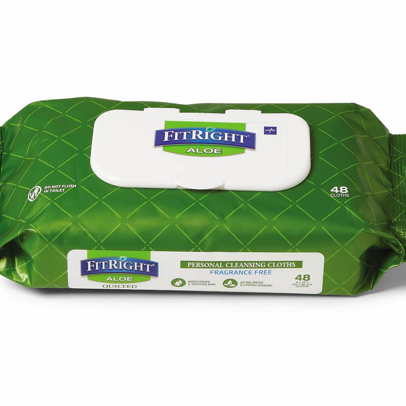FitRight Aloe Quilted Personal Cleansing Wipes