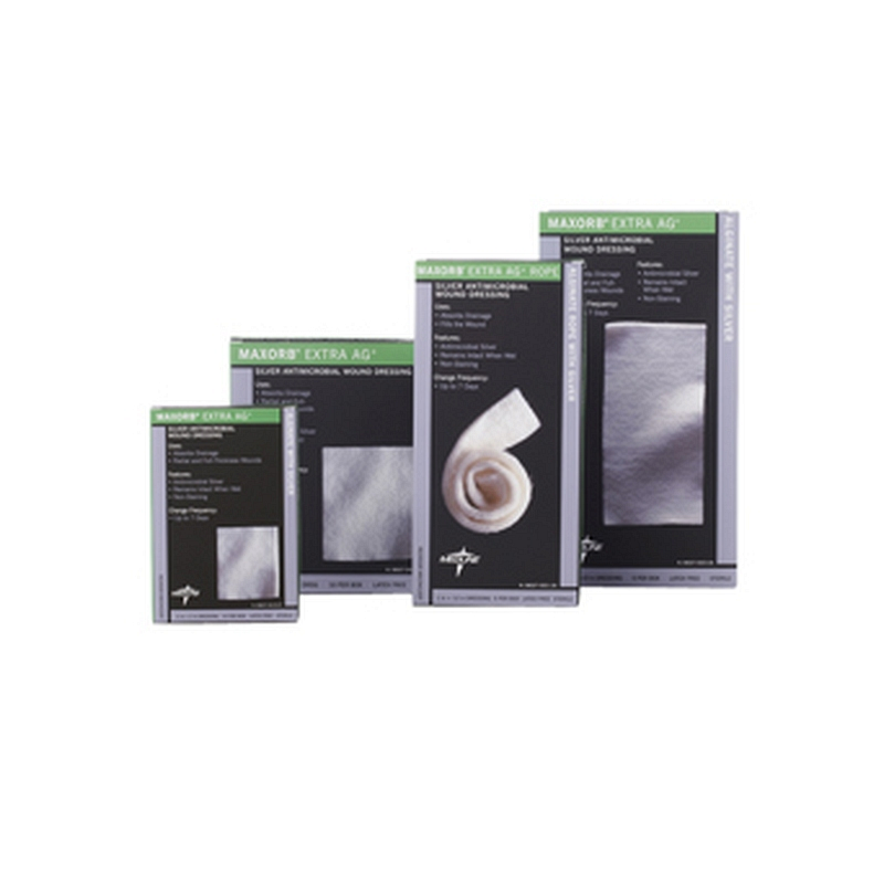 Maxorb Extra Ag Silver Alginate Sheet Dressing 2" L x 2" W Square Shape Highly Absorbent