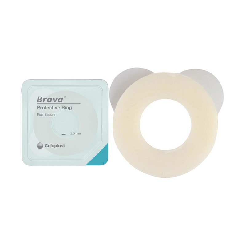 Moldable barrier ring designed to adhere securely and protect the skin around the stoma  Soft