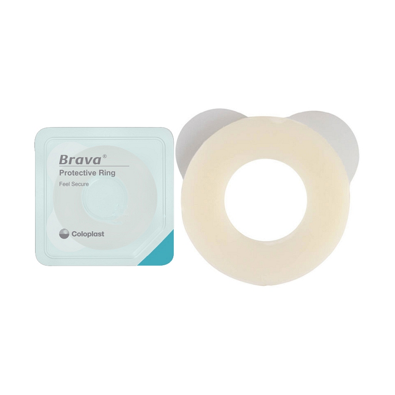 Moldable barrier ring designed to adhere securely and protect the skin around the stoma Soft
