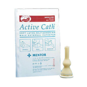 Active Cath Latex Self-Adhering Male External Catheter with Wide Watertight Adhesive Seal 28-mm Diameter Medium