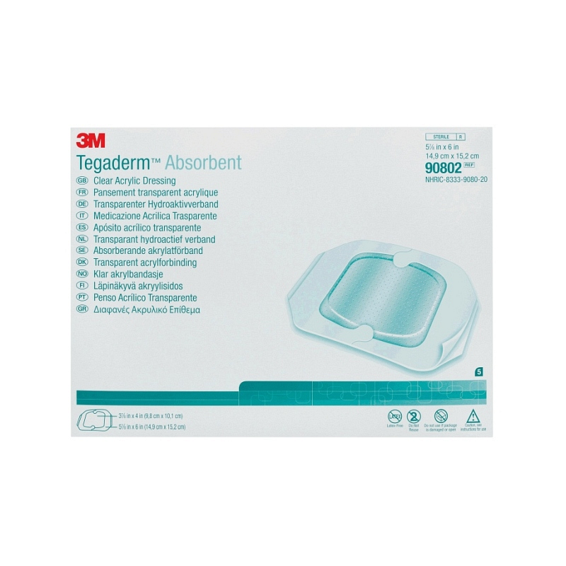 Tegaderm Clear Absorbent Acrylic Dressing 7-9/10" x 8"