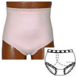 OPTIONS Ladies' Basic with Built-In Barrier/Support, Light Yellow, Dual Stoma, Small 4-5, Hips 33" - 37"