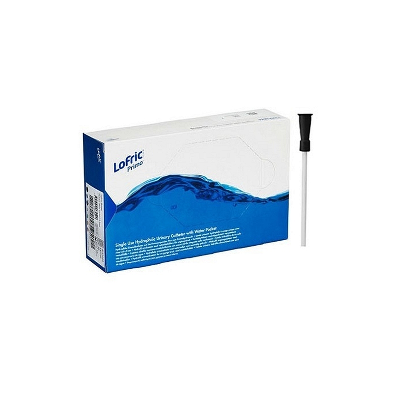LoFric is the worlds first hydrophilic intermittent catheter. The LoFric Primo is packaged with its own sterile water - you can safely catheterize even where there is no clean water source available. The packaging keeps the water separate From the catheter until activation so its easy to fold and discreetly carry in your purse or pocket. LoFric Primo is a perfect solution for people who are active and out of the home Frequently. Its specially designed coating results in comfort by maintaining the slippery coating throughout the entire catheterization. LoFric is the only catheter proven in long-term clinical studies to reduce the risk of UTIs and other complications when compared to conventional catheters. LoFric Primo is available in sizes for men