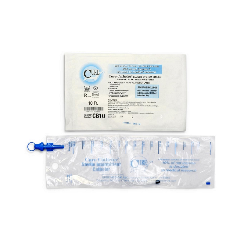 Cure Catheter Closed System is offered as a Single and a Kit with insertion supplies Smooth