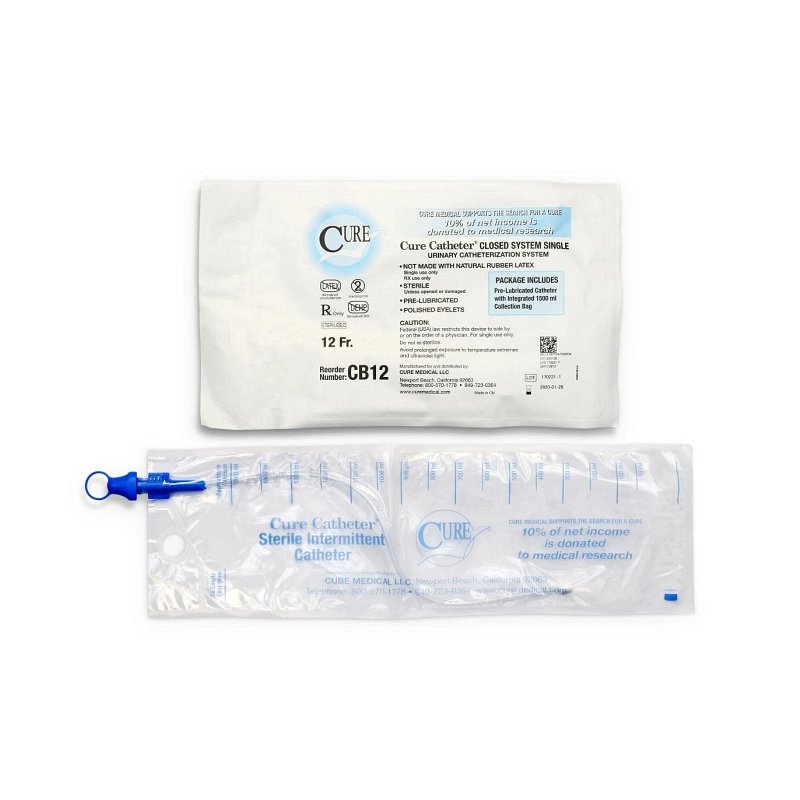 Cure Catheter Closed System is offered as a Single and a Kit with insertion supplies Smooth
