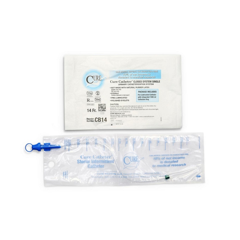 Cure Catheter Closed System is offered as a Single and a Kit with insertion supplies Smooth