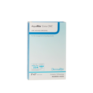 AquaRite Extra CMC Dressing 2" x 2".BENEFITS:- Soothing gel traps debris- Creates a moist wound environment- May be left in place for up to 7 days- Rope form for loosely packing deep wounds- Can be used under compression- Conformable- Can be cut to fit wound site- Retains structure even when saturated