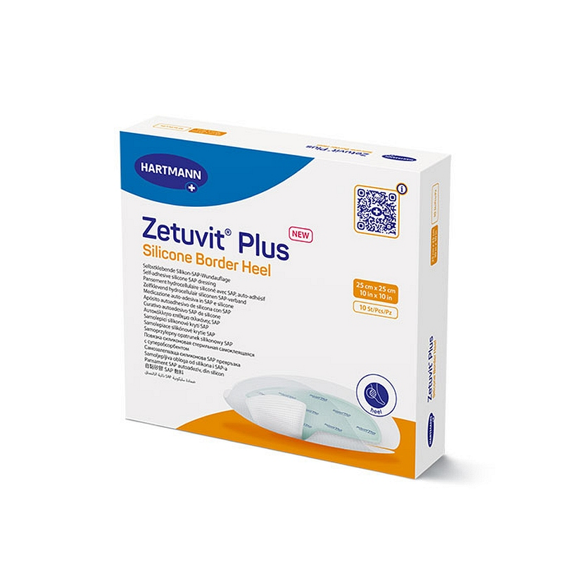 Zetuvit Plus Silicone Border Heel SAP Dressing with Silicone adhesive