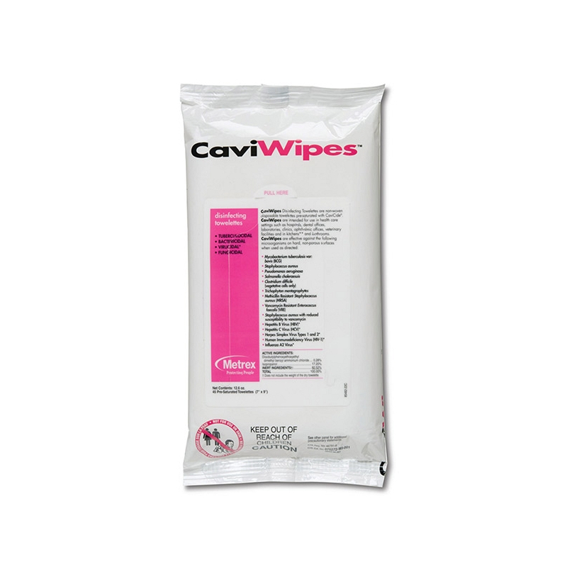 CaviWipes Surface Disinfectant Wipe Flat Pack 7 x 9 Non-Sterile