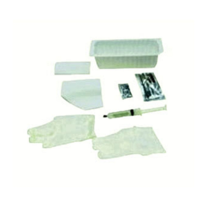 Amsure foley insertion tray with prefilled 30cc syringe of sterile water. Latex-free