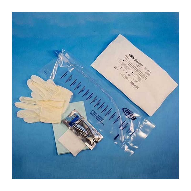 Mtg closed system kit. 16 french firm pre-lubricated sterile vinyl catheter. 2- vinyl gloves