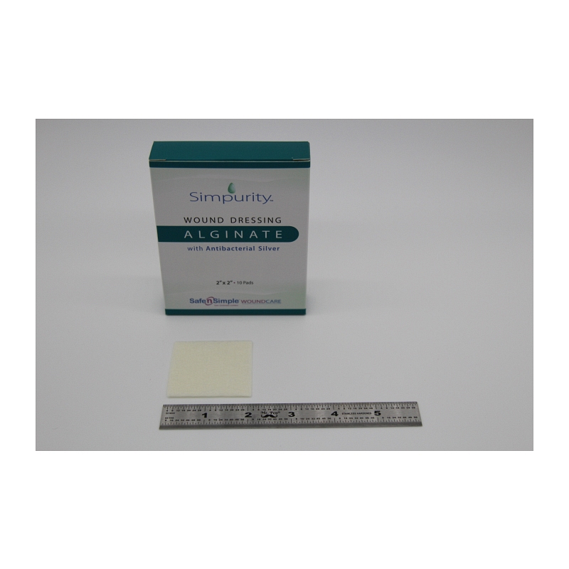 Simpurity Silver Alginate 2" x 2" Pad.