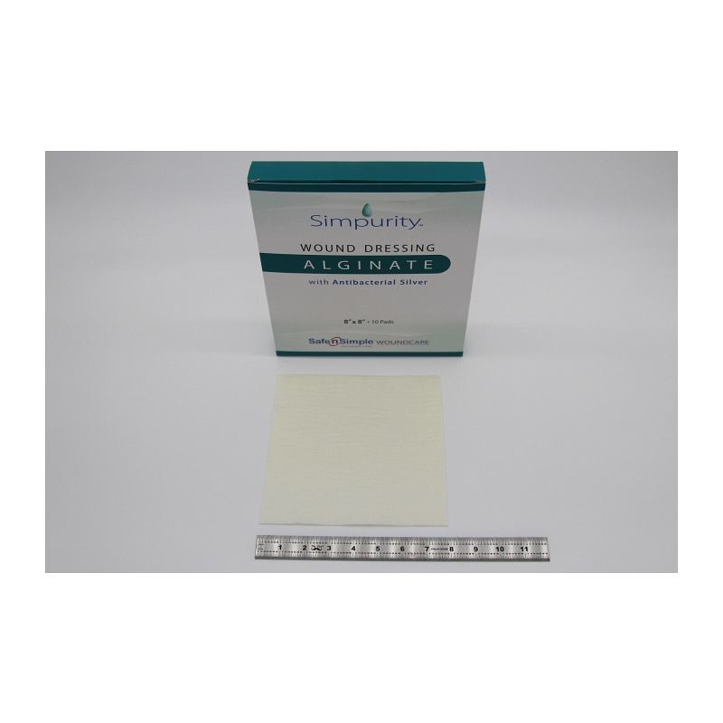 Simpurity Silver Alginate 8" x 8" Pad.