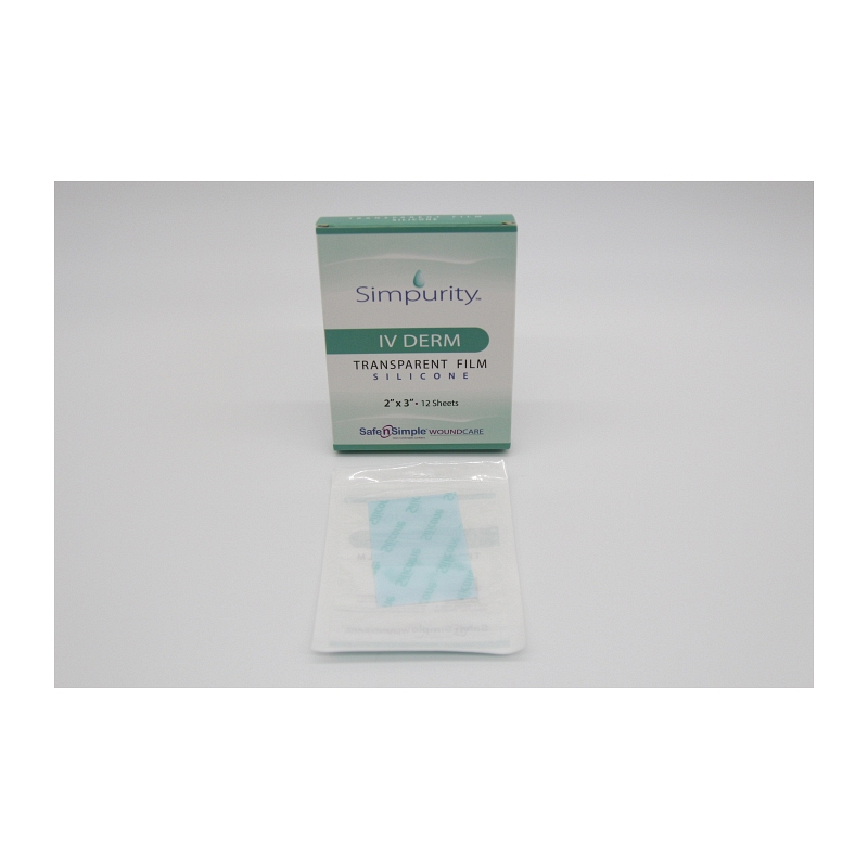 Simpurity IV Derm Transparent Silicone Film Dressing  2"  x 3".