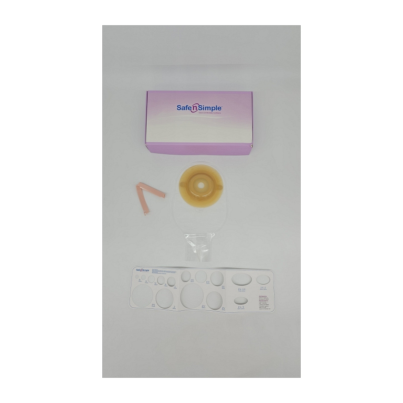 Securi-T USA 12" 1-Piece Extended Wear Drainable Pouch Pre-Cut 3/4" Transparent 1 Curved Tail Closure