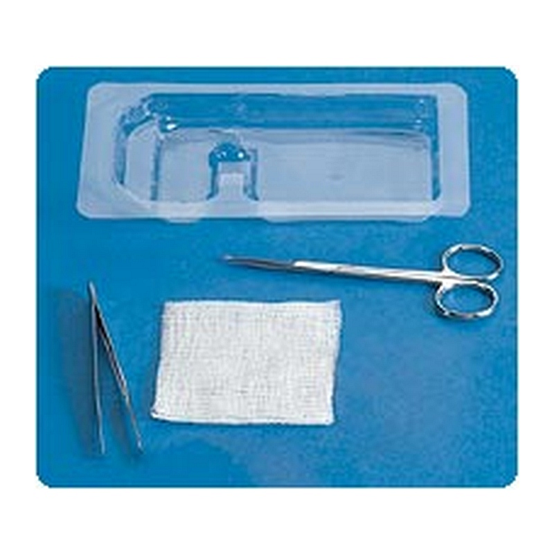 Suture Removal Tray with Metal Littauer Scissors and Plastic Forceps