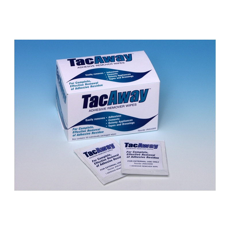 Tac-away adhesive remover wipe