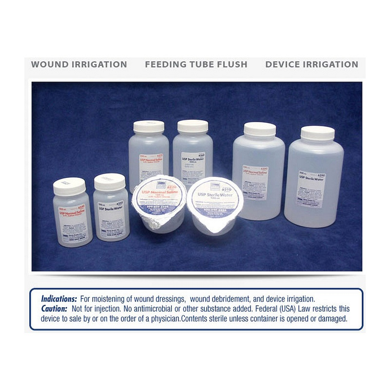 USP Normal Sterile Saline For Irrigation with Screw Top Container 100mL. For Wound Care Use.