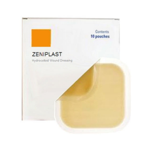 ZeniMedical ZeniPlast Hydrocolloid Dressing 2" x 2". Low-Profile edge helps to prevent lifting. Extended wear dressing (up to 7 days)