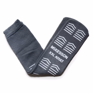 Slipper Socks McKesson Unisex Adult 2X-Large Single Tread Single Patient Use Gray